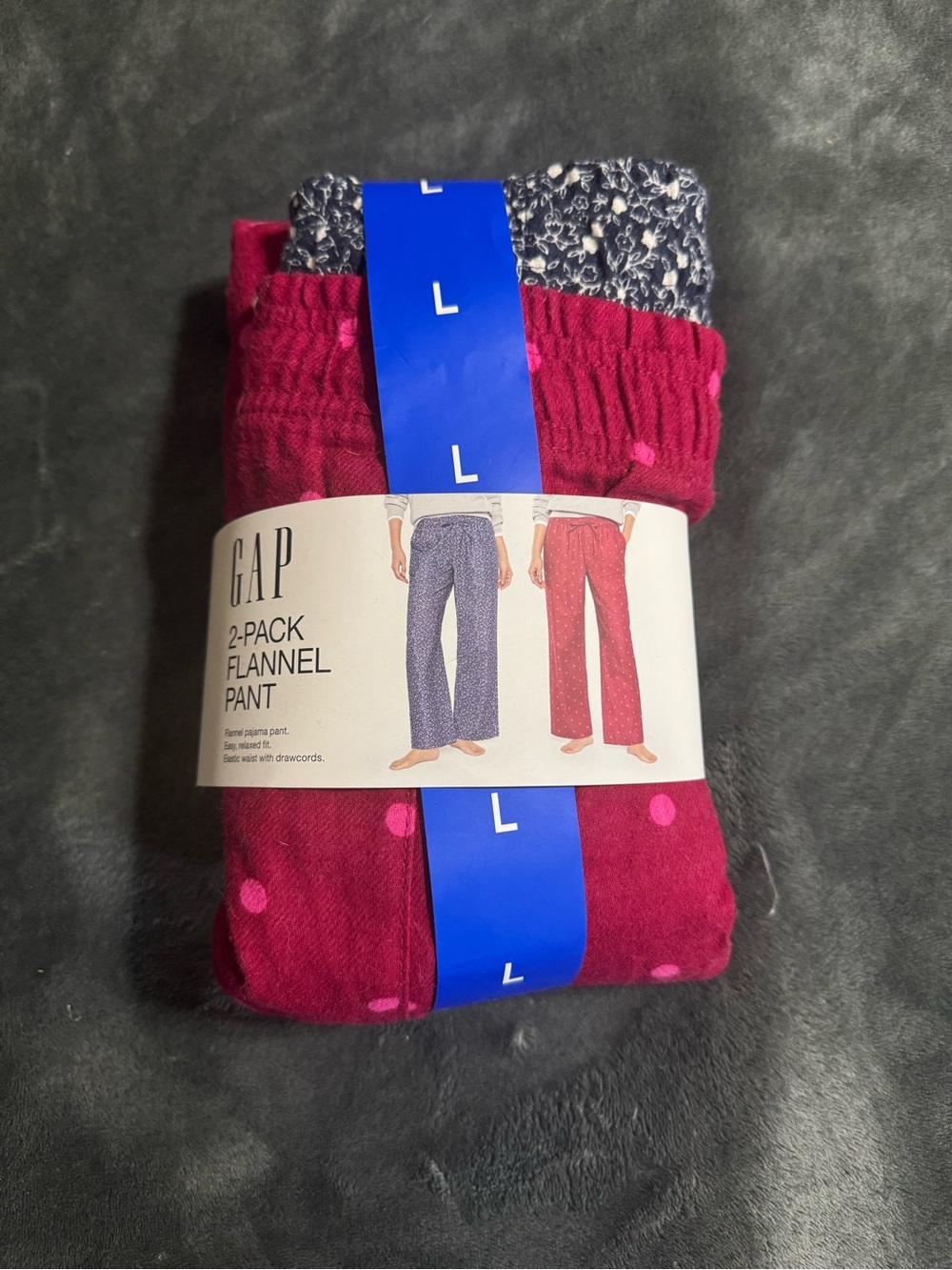 GAP 2-Pack Flannel Pajama Pants 100% Cotton Red Polka Dot Black Floral L Women